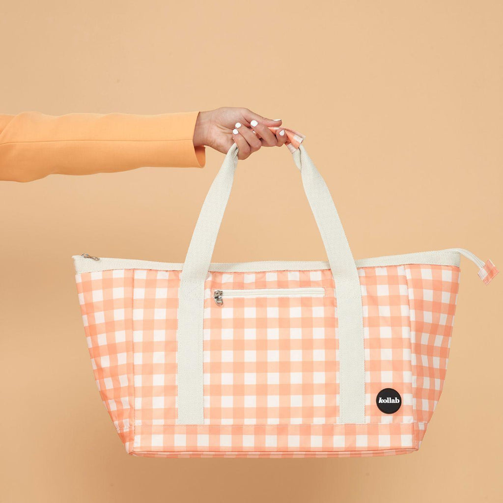 Tote Bag Apricot Check - Kollab Australia