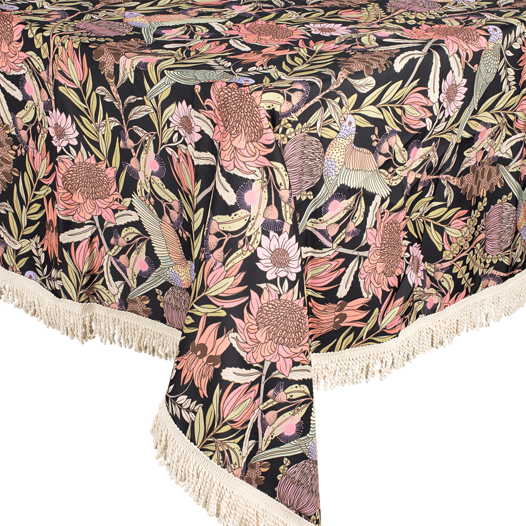 Fringed Tablecloth Native Rosella - Kollab Australia