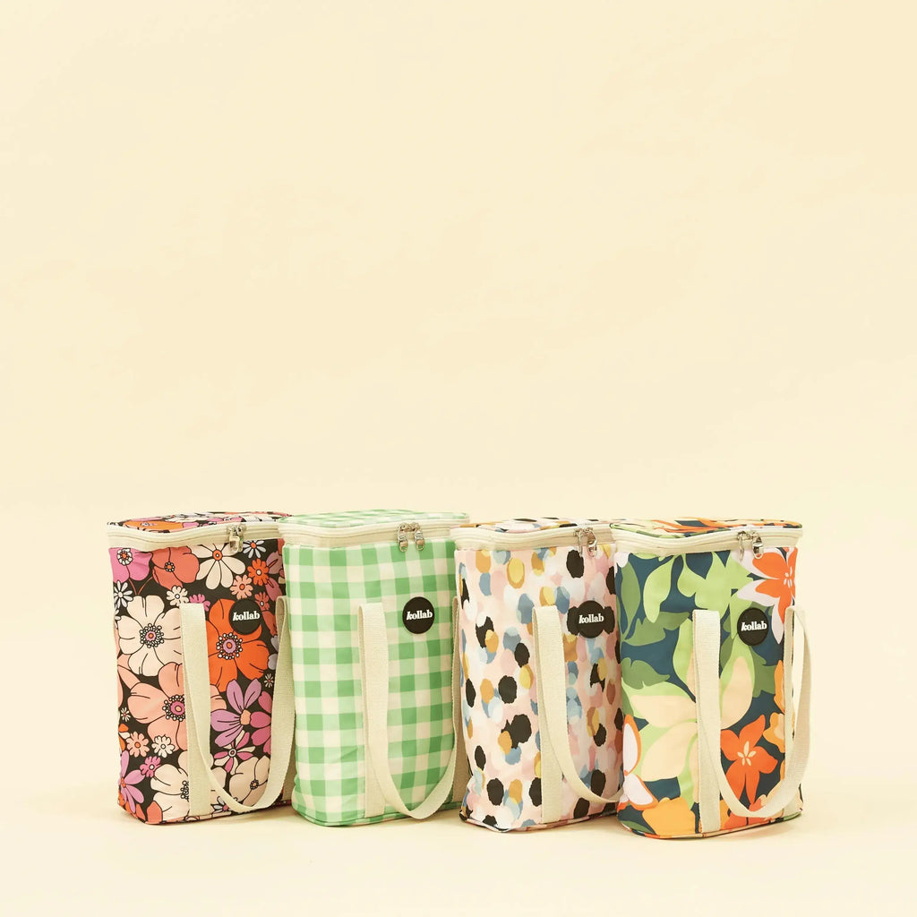 Holiday Wine Cooler Bag Kelly Green Check - Kollab Australia