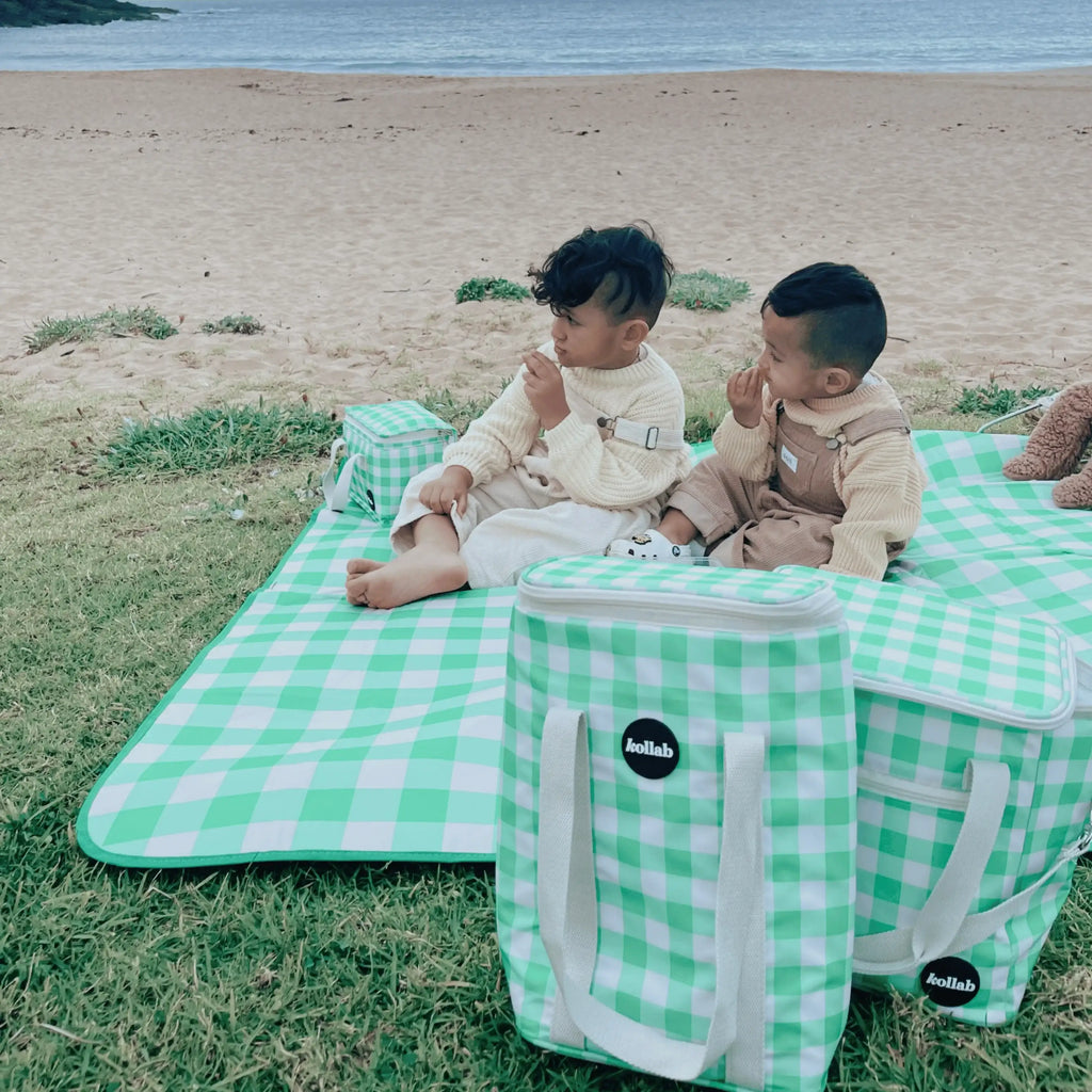 Holiday Wine Cooler Bag Kelly Green Check - Kollab Australia