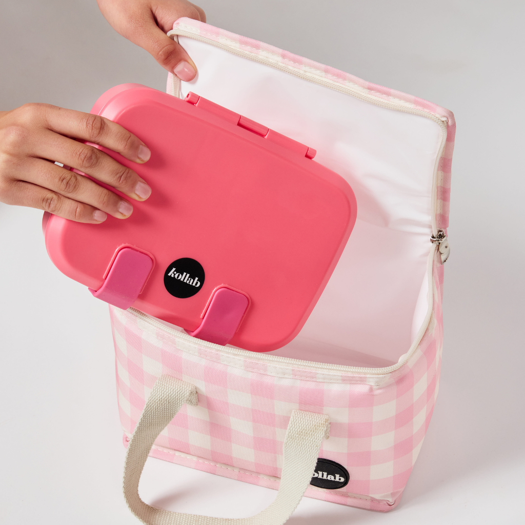 Pink Color Lunch Box Lunch Box Pink – Leakproof 3-Compartment BPA-Free Lunch Box | Kollab