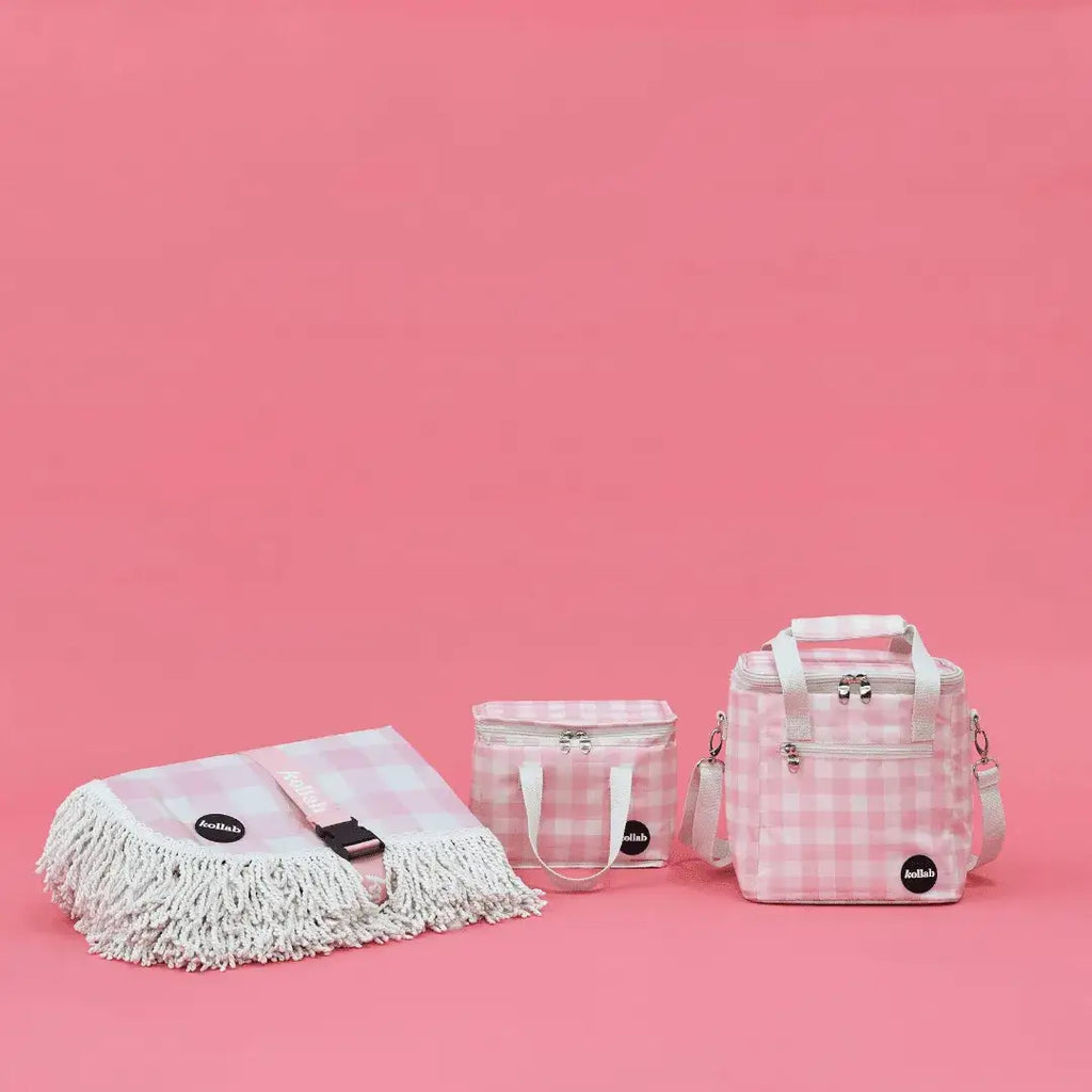 Mini Cooler Candy Pink Check - Kollab Australia