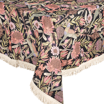 Fringed Tablecloth Native Rosella - Kollab Australia