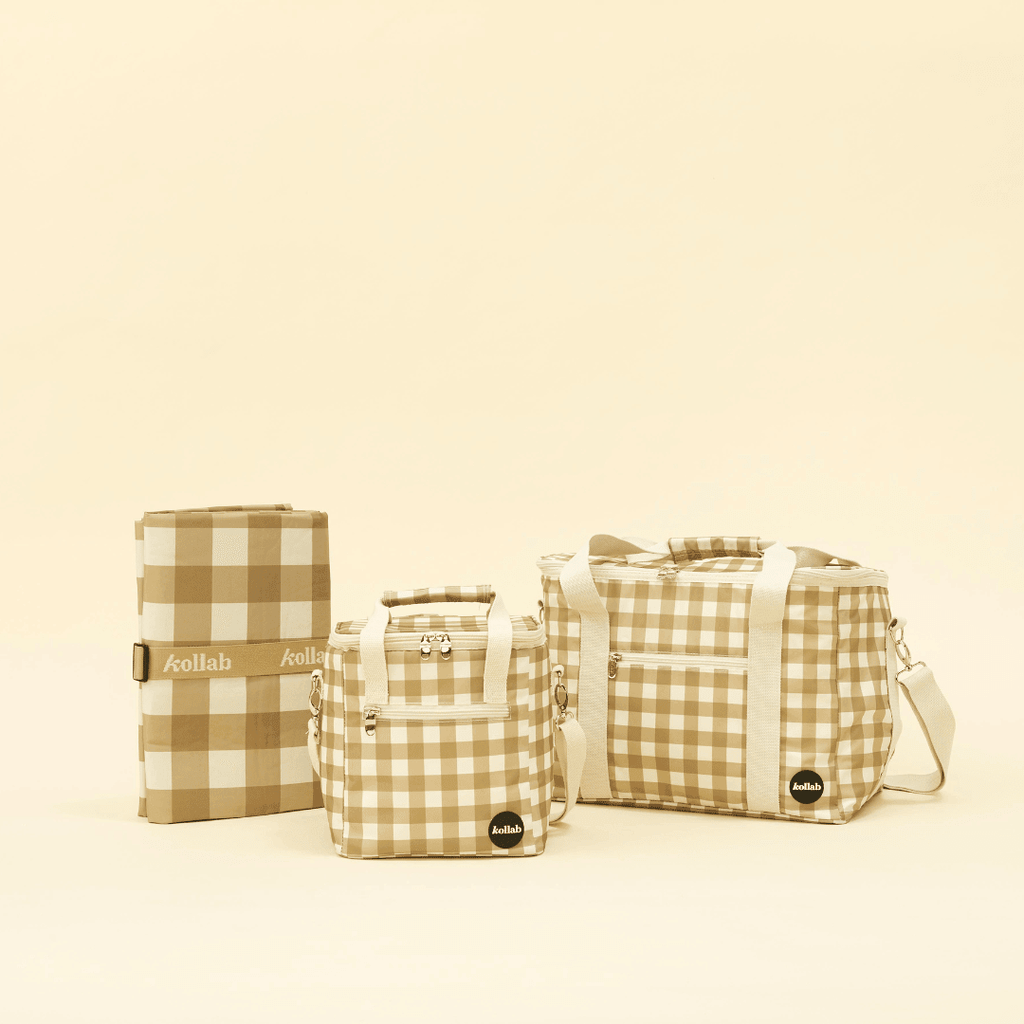 Holiday Picnic Bag Olive Check - Kollab Australia