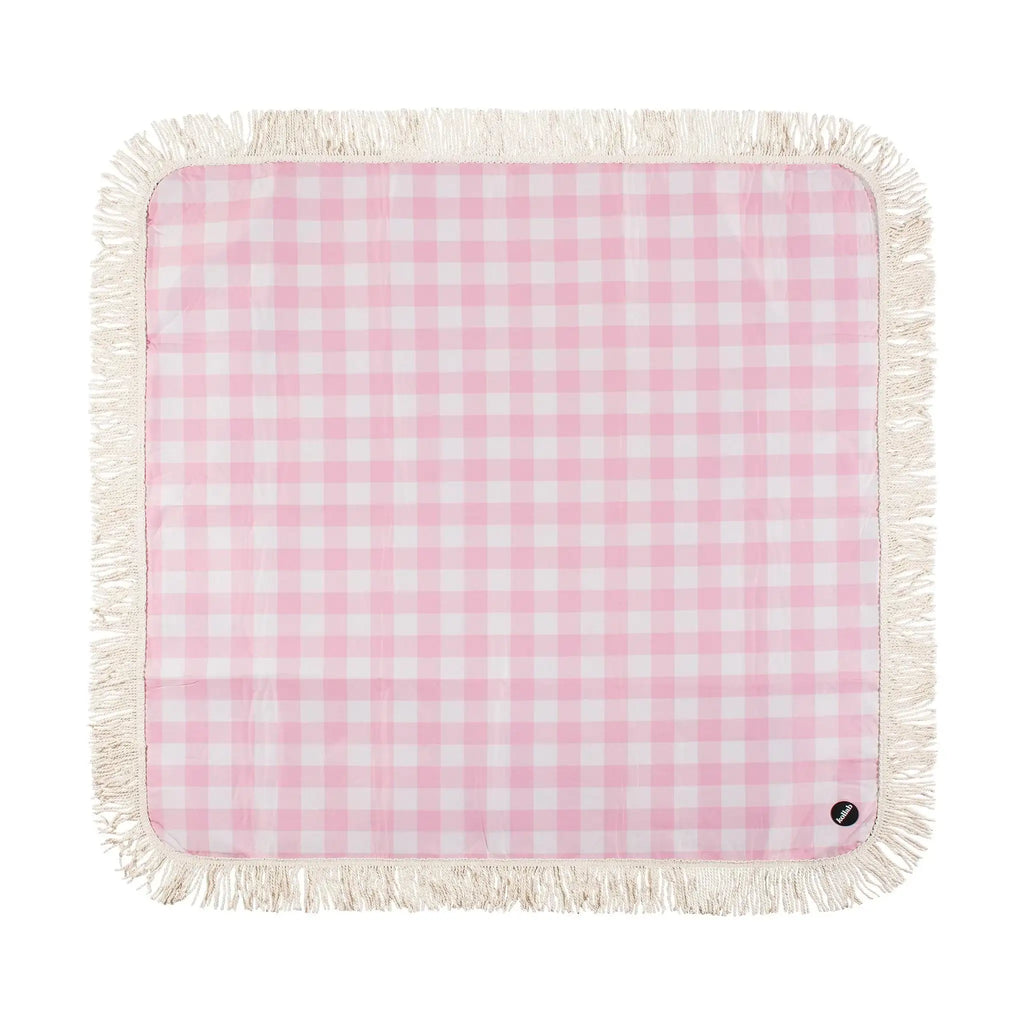 Holiday Fringed Medium Picnic Mat Candy Pink Check - Kollab Australia
