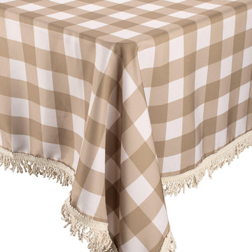 Fringed Tablecloth Olive Check - Kollab Australia