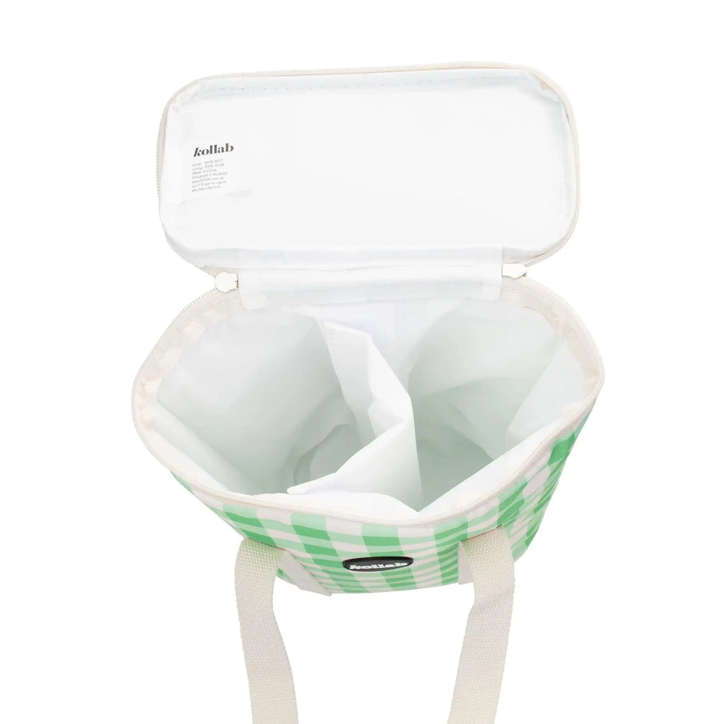 Holiday Wine Cooler Bag Kelly Green Check - Kollab Australia