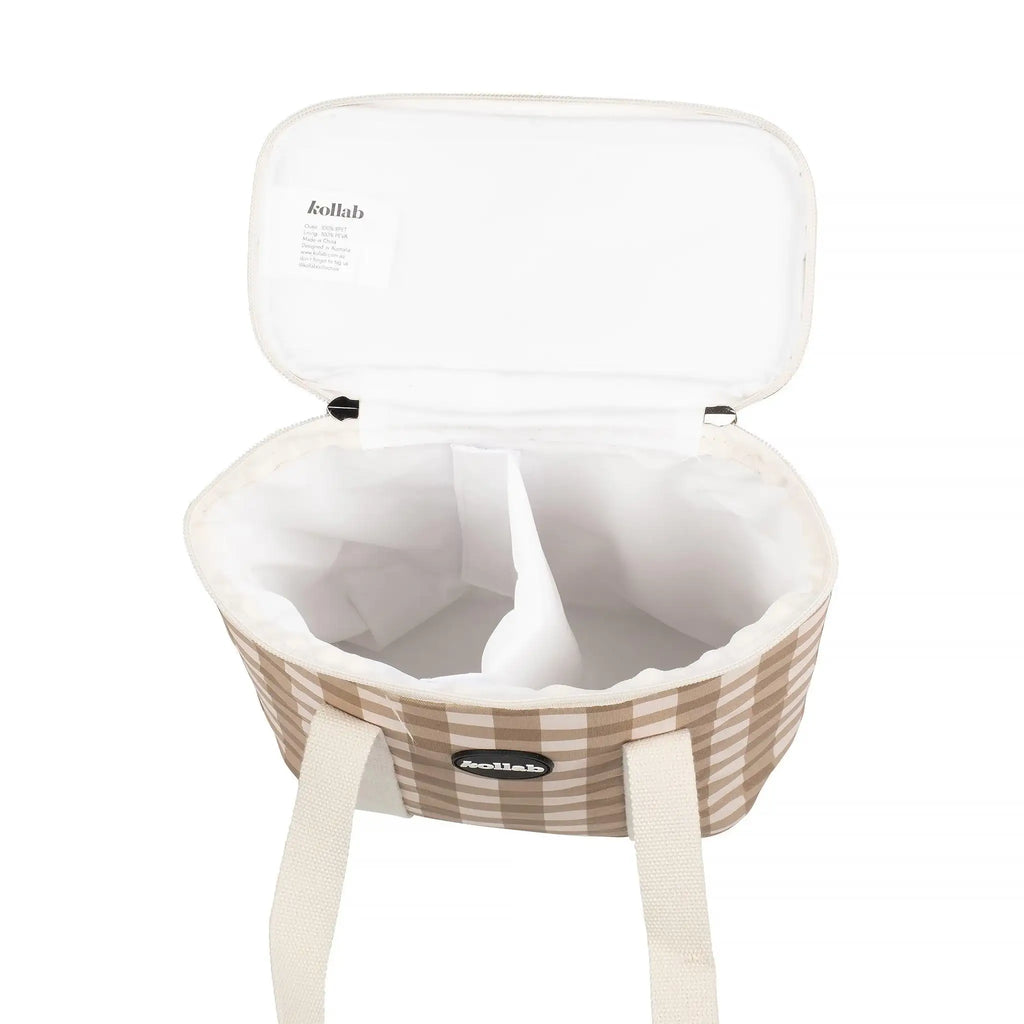 Holiday Wine Cooler Bag Olive Check - Kollab Australia