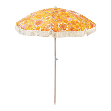 Umbrella Large Retro Floral Mustard - Kollab Australia